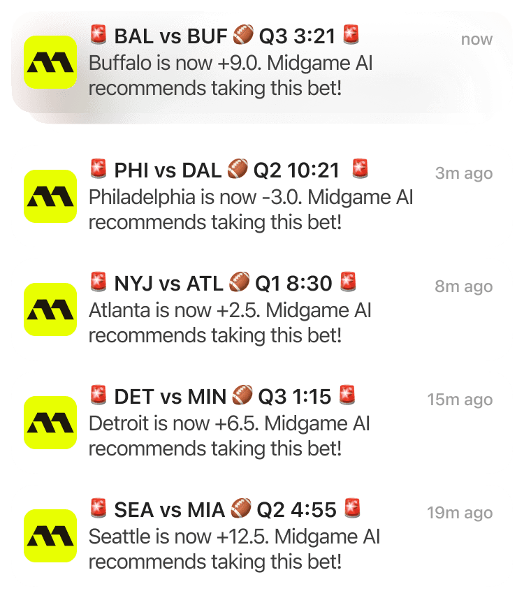 Midgame Sports Predictions App Interface
